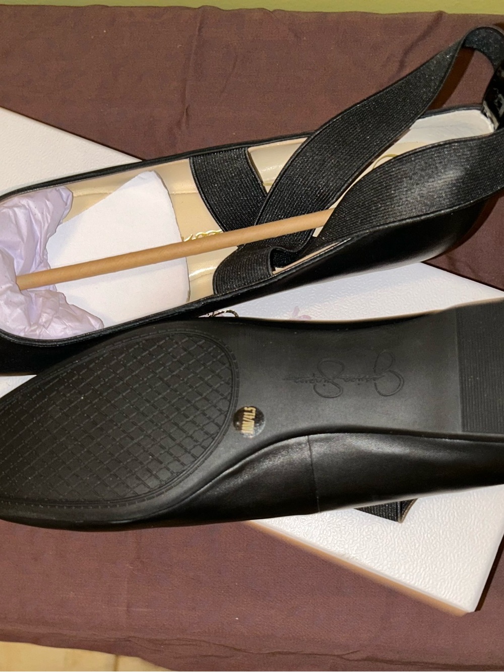 Jessica Simpson Black Elastic Slingback Flats